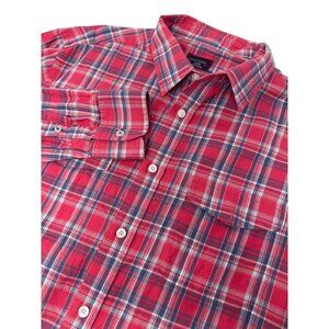 UNTUCKit Button Up Dress Shirt Slim Fit Large Men's Long‎ Sleeve Pink Blue Plaid